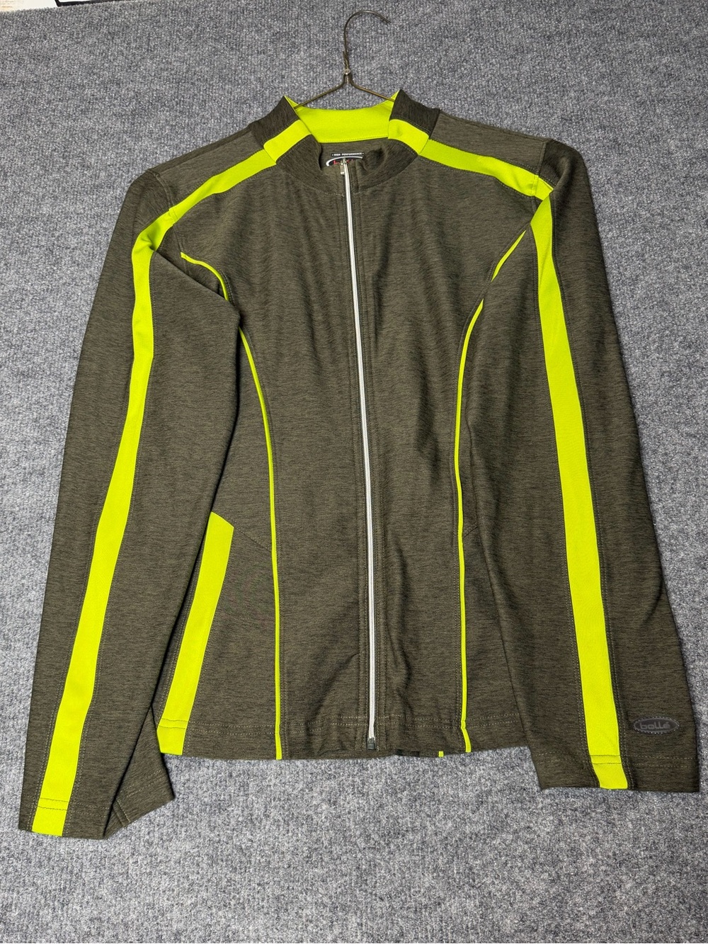 bolle Olive Green Bomber Jacket with Neon Yellow Accents